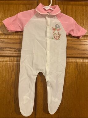 Vintage Toddle Time JCPenney Baby Footed Sleeper Pink Bunny Retro